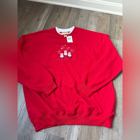 VTG M & C Sportswear Christmas Holiday Santa Sweatshirt Sweater Red White Size L - Picture 4 of 7